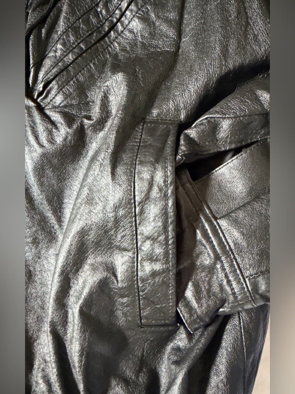 Vintage Oscar Piel Men’s XXL Black Genuine Leather Bomber Jacket 80s 90s - Picture 8 of 13